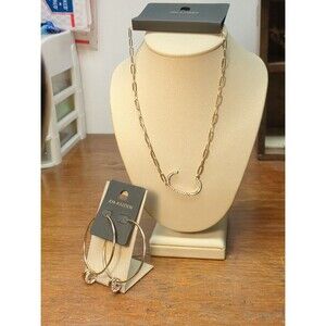 Initial C Sparkly Necklace & Matching Hoop C Earrings Set NWT Gift Set